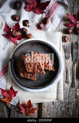 Châtaignier, brownie au cacao Banque D'Images