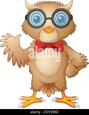 Illustration vectorielle de hipster hibou en lunettes et noeud papillon Illustration de Vecteur