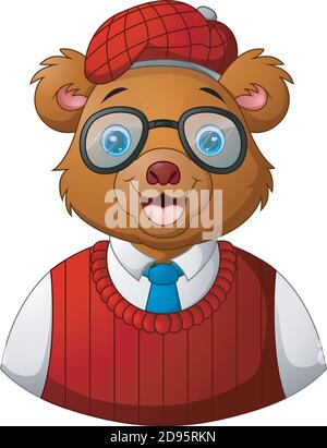 Taille basse ours habillé et lunettes Illustration de Vecteur