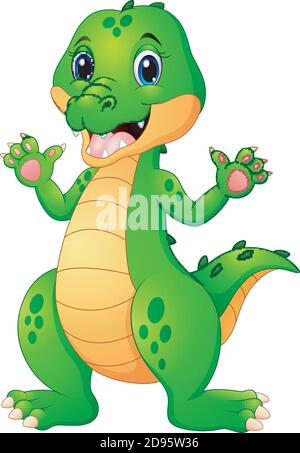 Illustration vectorielle d'une drôle de dessin animé crocodile main onduleuse Illustration de Vecteur