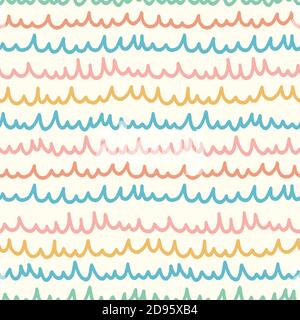 Motif à rayures fines. Scénario amusant répétition sans couture de l'arrière-plan des lignes texturées. Illustration colorée dessinée à la main. Illustration de Vecteur