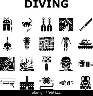 Plongée Scuba Equipment Collection Icons Set Vector Illustration de Vecteur