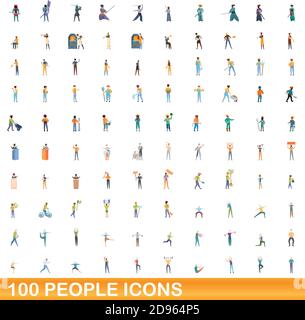 100 personnes icons set. Cartoon illustration de 100 personnes icônes vector set isolé sur fond blanc Illustration de Vecteur