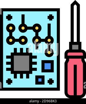 microchip fait une illustration vectorielle d'icône de couleur geek Illustration de Vecteur