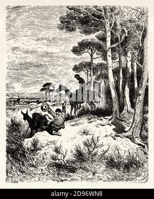 Don Quichotte par Miguel de Cervantes Saavedra. Illustration de la gravure du XIXe siècle par Gustave Dore Banque D'Images