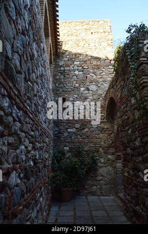 Intérieur de Castillo de Giralfaro, château fort mauresque de Malaga, Espagne Banque D'Images