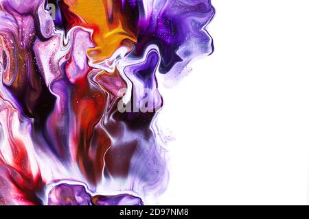 Arrière-plan abstrait d'art fluide coloré avec bord isolé Banque D'Images