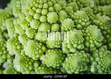 Gros plan sur le brocoli romanesco vert frais Banque D'Images