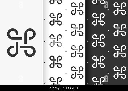 Ensemble de motifs sans couture noeuds Bowen style plat. Cartes de collection symbole celtique. Illustration de Vecteur
