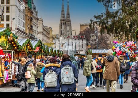 Marché de Noël Rathaus, Vienne, Autriche Banque D'Images