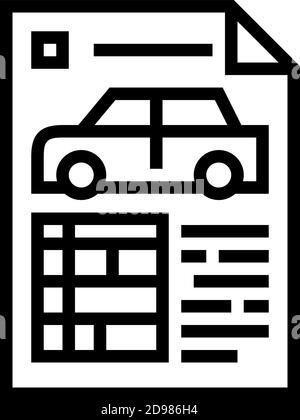 illustration vectorielle de l'icône de la ligne de liste papier des caractéristiques de la voiture Illustration de Vecteur