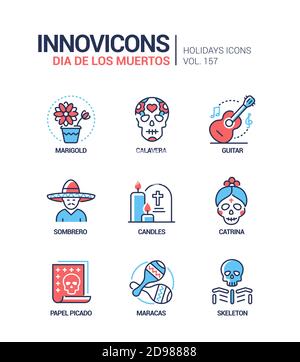 Dia de los Muetros - des icônes de style moderne définir Illustration de Vecteur