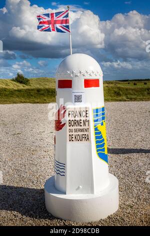 ST. MARTIN DE VARREVILLE, NORMANDIE, FRANCE - SEPTEMBRE CIRCA, 2020. Le monument du jour J de la Seconde Guerre mondiale commémore l'atterrissage français du général Leclerc à l'Utah Beac Banque D'Images