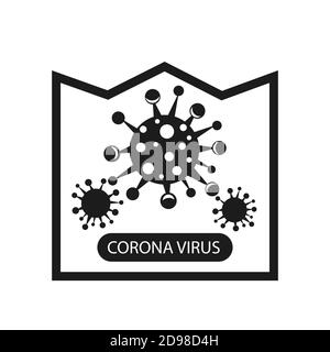 Icône d'infographie sur le coronavirus. Agent causal d'une infection respiratoire. Affiche sur la pandémie de bactéries. Logo panneau arrière-plan blanc isolé. Illustration de Vecteur