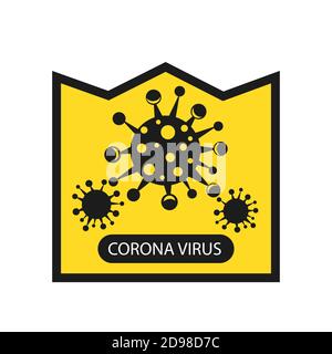 Icône d'infographie sur le coronavirus. Agent causal d'une infection respiratoire. Affiche sur la pandémie de bactéries. Logo panneau arrière-plan blanc isolé. Illustration de Vecteur