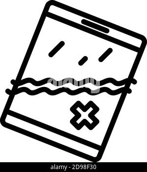 Icône de tablette fissurée. Contour icône vectorielle de tablette fissurée pour la conception de Web isolée sur fond blanc Illustration de Vecteur