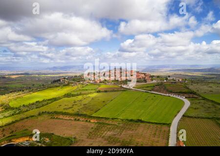 Castelo Rodrigo drone vue aérienne village paysage, au Portugal Banque D'Images