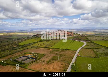 Castelo Rodrigo drone vue aérienne village paysage, au Portugal Banque D'Images