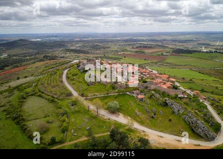 Castelo Rodrigo drone vue aérienne village paysage, au Portugal Banque D'Images