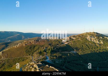 Serra da Freita drone vue aérienne paysage de Sao Macario point de vue, au Portugal Banque D'Images