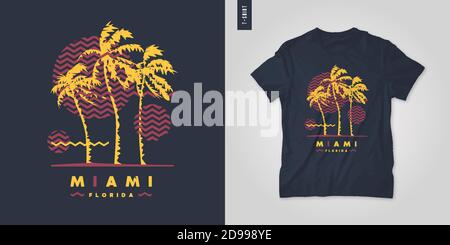Miami Floride. Motif vectoriel pour t-shirt, affiche, imprimé, modèle Illustration de Vecteur
