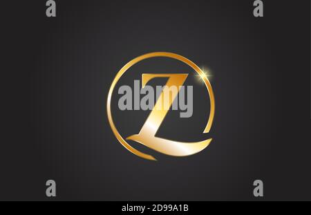 icône en forme de lettre z dorée de couleur jaune et noire. Design simple et créatif en forme de cercle d'or pour l'entreprise et les entreprises Illustration de Vecteur