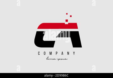 ca c combinaison de lettres et de logos en rouge et en noir. Design d'icône créatif pour les entreprises et les entreprises Illustration de Vecteur