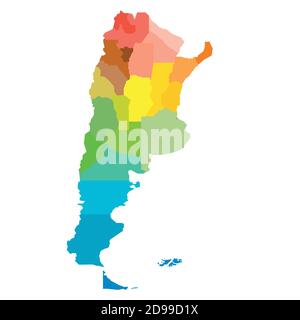 Carte politique vierge colorée de l'Argentine. Divisions administratives - provinces. Carte vectorielle plate simple Illustration de Vecteur