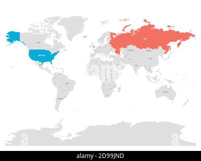 Les Etats-Unis et la Russie ont mis en évidence sur la carte politique du monde. Illustration vectorielle. Illustration de Vecteur