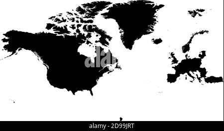 Organisation du Traité de l'Atlantique Nord, OTAN, carte silhouette des pays membres. Illustration de Vecteur