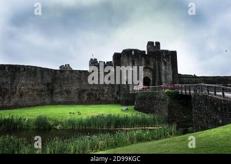 Château de Caerphilly, pays de Galles du Sud, Royaume-Uni Banque D'Images