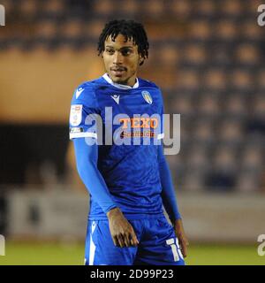 Colchester, Royaume-Uni. 3 novembre 2020. Colchesters Jevani Brown lors du match Sky Bet League 2 entre Colchester United et Stevenage au Weston Homes Community Stadium, à Colchester, le mardi 3 novembre 2020. (Credit: Ben Pooley | MI News) Credit: MI News & Sport /Alay Live News Banque D'Images