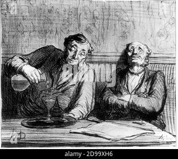 La caricature de deux absinthe de 1863 d'Honoré DAUMIER est intitulée ' le prémiér verre , le sixième verre verre ' ( le premier verre et le sixième verre ) - ABSINTHE - ASSENZIO - stupefacenti - droga - droghe - drogue - drogues - allucinogo - BOTANICA - BOTANIQUE - tossicodipendente - assuefazione - alcolizzato - alcolismo - alcoolique - alcoolisme - caffé - bar - caricatura - caricature - PRIMO- IMPRESSIONNISME - IBO- Archivio - IMPRESSIONNISME- SISO- 1 Banque D'Images