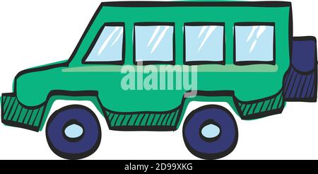 Icône de voiture en couleur. Camion, cabine double, 4x4, 4 conducteurs de roues explorer safari Illustration de Vecteur