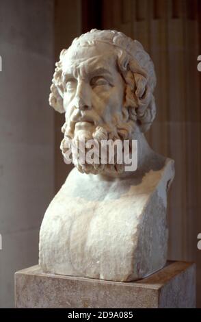 L'ancien grec héroïque actes poète HOMER ( OMERO - VIII siècle b. C. ?) Auteur de ILIAD et ODISSEY ( ILIADE e ODISSEA ) , portrait traditionnel , Musée du Louvre , Paris , France. Photo de Giovanbattista Brambilla . - POETA - POÉSIE - POÉSIE - LETTERATURA - LITTÉRATURE - letterato - EPICA - EPIC - barba - barbe - ART - ARTE - ANTICA GRECIA - GRÈCE ANTIQUE - TROIE - TORIA - Ulisse - Ulysses - poema epico - scutura - sculpture - statua - statue - busto - ancien homme âgé - uomo vecchio anziano --- Archivio GBB Banque D'Images