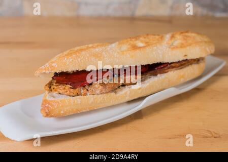 filet sandwich avec poivrons Banque D'Images