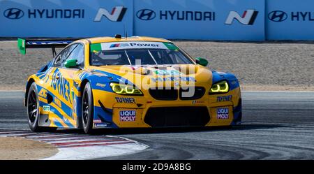 Nov 01 2020 Monterey, CA, États-Unis Turner Motorsport # 96 pilotes B. Auberlen/R. Foley entre dans le virage 3 pendant le Championnat Hyundai Monterey Sports car à WeatherTech Laguna Seca Monterey, CA Thurman James/CSM Banque D'Images