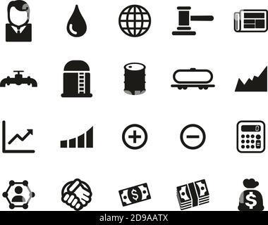 Icônes du commerce du pétrole ensemble noir et blanc grand Illustration de Vecteur