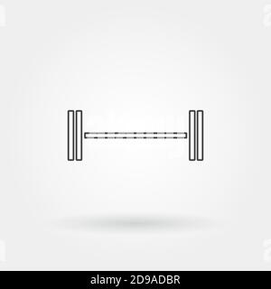 longue barbell ou haltère unique icône isolée avec ligne moderne ou vecteur de style de contour Illustration de Vecteur