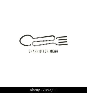 Fourchette et cuillère dessinées par une ligne, logo de style art de ligne pour les affaires de restaurant, illustration vectorielle isolée sur fond blanc Illustration de Vecteur