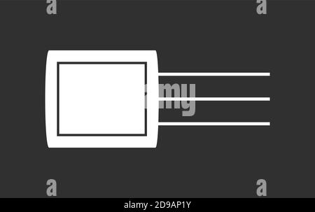 Icône de vecteur de transistors électroniques sur fond noir. Illustration du symbole du transistor isolée Illustration de Vecteur