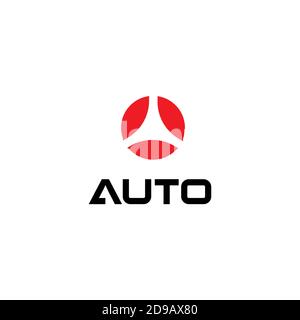 Demi-cercles rouges en cercle symbole shapetarget , icône isolée sur fond blanc. Logo automobile rond comme AIM, logo vectoriel de style dessin animé plat Illustration de Vecteur