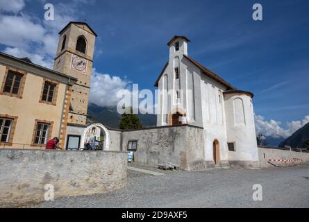 MUSTAIR, SUISSE, 11 SEPTEMBRE 2020 - le couvent de Saint-Jean à Mustair, patrimoine culturel mondial de l'UNESCO, Suisse. Banque D'Images