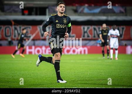 Herning, Danemark. 03ème novembre 2020. Dusan Tadic (10) d'Ajax Amsterdam vu lors du match de la Ligue des champions de l'UEFA entre le FC Midtjylland et Ajax Amsterdam dans le groupe D au MCH Arena de Herning. (Crédit photo : Gonzales photo/Alamy Live News Banque D'Images