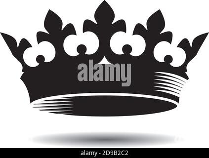 Forme de couronne de roi noire vectorielle et icône. Illustration vectorielle. Illustration de Vecteur