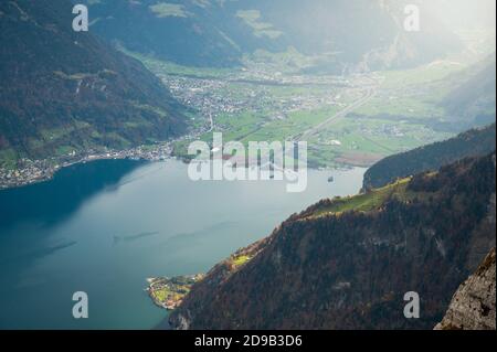 Urnersee avec Flüelen et Altdorf Banque D'Images