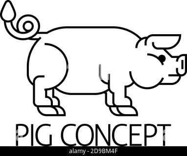 Concept d'icône d'étiquette de signe de porc Illustration de Vecteur