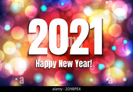 Bonne année 2021 sur fond abstrait avec bokeh. Illustration vectorielle Illustration de Vecteur
