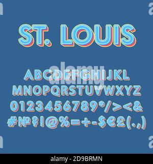 Ensemble de lettres vectorielles 3d vintage Saint Louis Illustration de Vecteur