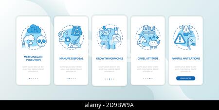 L'écran bleu de la page d'application mobile d'intégration de la production agricole contraire à l'éthique avec concepts Illustration de Vecteur